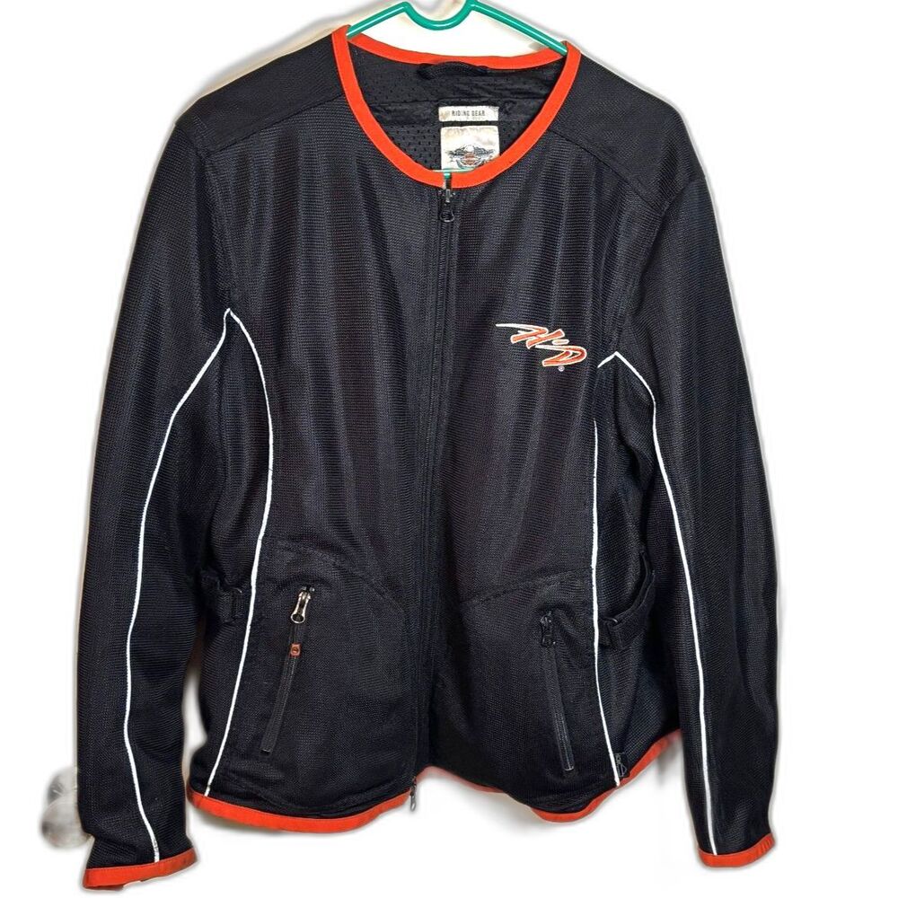 Harley-Davidson Women's 1W Black Orange Mesh Motorcycle Riding Jacket
